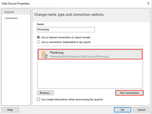 The Data Source Properties window.