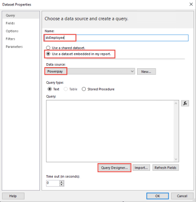 The Dataset Properties window.