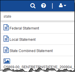 Example search results.